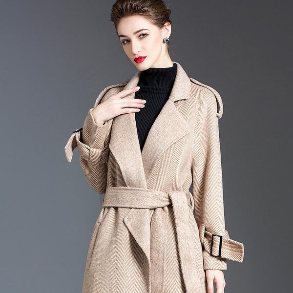 women's wool & blends 2021 autumn winter 90% coat over knee cashemre coats elegant korean women clothing windbreaker manteau femme hive, Black
women's wool & blends 2021 autumn winter 90% coat over knee cashemre coats elegant korean women clothing windbreaker manteau femme hive, Black