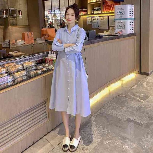 spring long sleeve maternity nursing dress single-breasted turn-down collar blue cotton lactation breastfeeding shirt 210726, White
spring long sleeve maternity nursing dress single-breasted turn-down collar blue cotton lactation breastfeeding shirt 210726, White