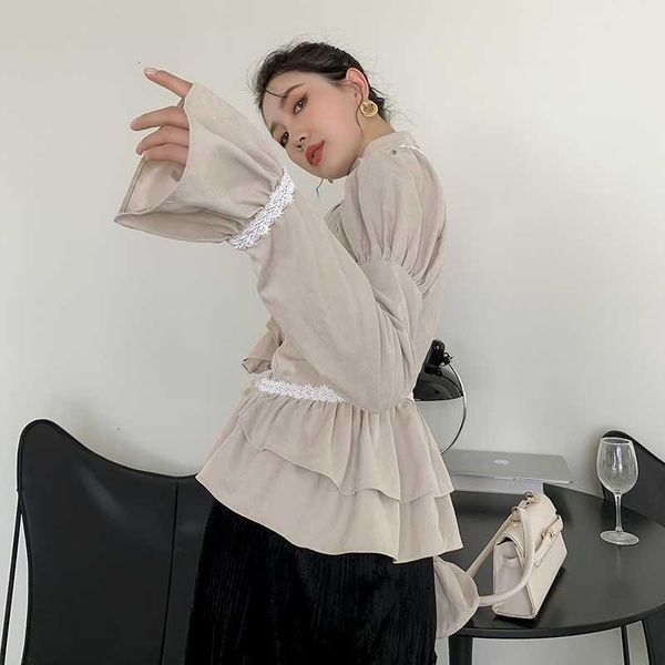 women's two piece pants court ruffle flare sleeve button up turtleneck shirt women khaki long designer ladies blouse clo aefu, White
women's two piece pants court ruffle flare sleeve button up turtleneck shirt women khaki long designer ladies blouse clo aefu, White