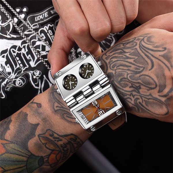 wristwatches dual big dial male clock three time zone casual men's sport watches punk style leather wristwatch drop chronograph, Slivery;brown
wristwatches dual big dial male clock three time zone casual men's sport watches punk style leather wristwatch drop chronograph, Slivery;brown