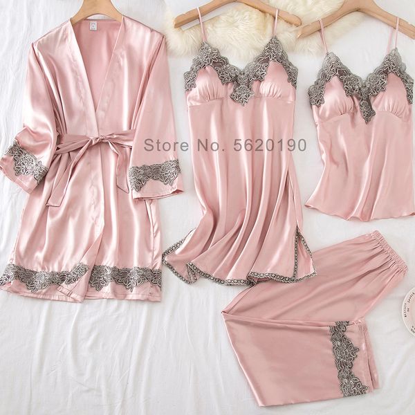 4pcs satin sleepwear lady pajamas suit nighty&robe set intimate lingerie casual bridal wedding gift homewear nightgown, Black;red
4pcs satin sleepwear lady pajamas suit nighty&robe set intimate lingerie casual bridal wedding gift homewear nightgown, Black;red