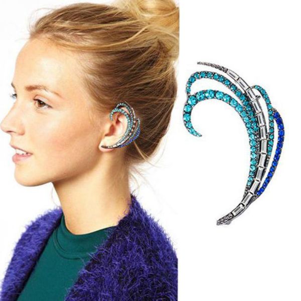 clip-on & screw back europe fashion earrings cuff wholesale rhinestone crystal ear clip feather shape punk for women e383, Silver
clip-on & screw back europe fashion earrings cuff wholesale rhinestone crystal ear clip feather shape punk for women e383, Silver