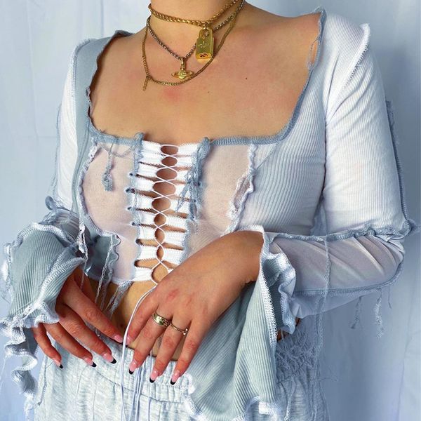 grunge fairy crop mesh patchwork ribbed square neck long sleeve blouses women vintage tshirts n82-cz16, White
grunge fairy crop mesh patchwork ribbed square neck long sleeve blouses women vintage tshirts n82-cz16, White