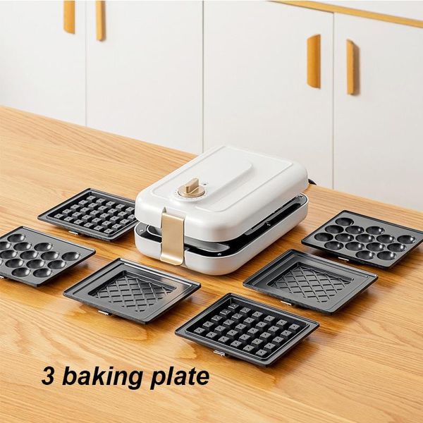 

bread makers 220v electric waffles maker iron sandwich machine bubble egg cake oven breakfast waffle 3 baking tray