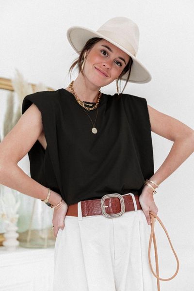 women's t-shirt casual shoulder pads polyester korean women o-neck sleeveless solid female t shirt summer loose ladies black tees, White
women's t-shirt casual shoulder pads polyester korean women o-neck sleeveless solid female t shirt summer loose ladies black tees, White