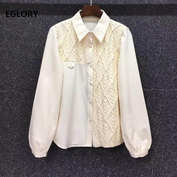 women's blouses & shirts 2021 spring fashion women turn-down collar twist knitting patchwork long sleeve casual shirt blou, White
women's blouses & shirts 2021 spring fashion women turn-down collar twist knitting patchwork long sleeve casual shirt blou, White