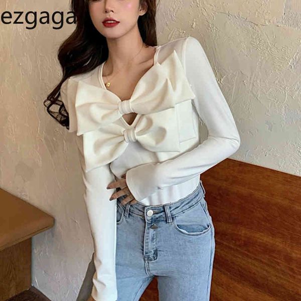 ezgaga sweet t-shirts women long sleeve bow white bodycon office shirts elegant casual vintage fashion korean tee 210430
ezgaga sweet t-shirts women long sleeve bow white bodycon office shirts elegant casual vintage fashion korean tee 210430
