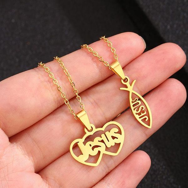 pendant necklaces stainless steel jesus fish choker necklace for women love heart shape collier faith jewelry gift, Silver
pendant necklaces stainless steel jesus fish choker necklace for women love heart shape collier faith jewelry gift, Silver