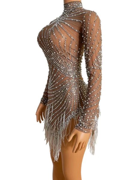 2021rhinestones pearls white fringe high neck mesh dress bar birthday celebrate dress women dance outfit, Black;gray
2021rhinestones pearls white fringe high neck mesh dress bar birthday celebrate dress women dance outfit, Black;gray