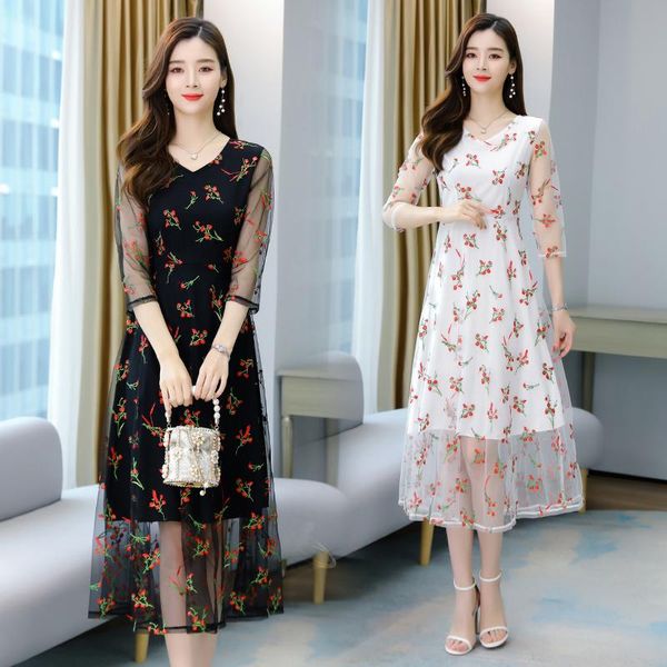 casual dresses chiffon loose plus size women's mid-length dress fashion 3/4 sleeve gauze splicing v-neck summer houthion, Black;gray
casual dresses chiffon loose plus size women's mid-length dress fashion 3/4 sleeve gauze splicing v-neck summer houthion, Black;gray