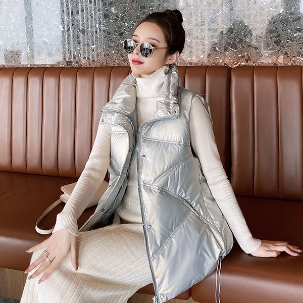 women's winter vest solid zipper pockets stand collar thick ladies sleeveless jacket casual loose waistcoat for female fashion, Black;white
women's winter vest solid zipper pockets stand collar thick ladies sleeveless jacket casual loose waistcoat for female fashion, Black;white