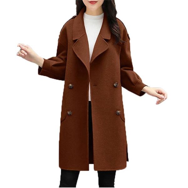 women's wool & blends 2021 fashion red woolen coat women autumn/winter style korean slim double-breasted temperament plus size jacket g, Black
women's wool & blends 2021 fashion red woolen coat women autumn/winter style korean slim double-breasted temperament plus size jacket g, Black