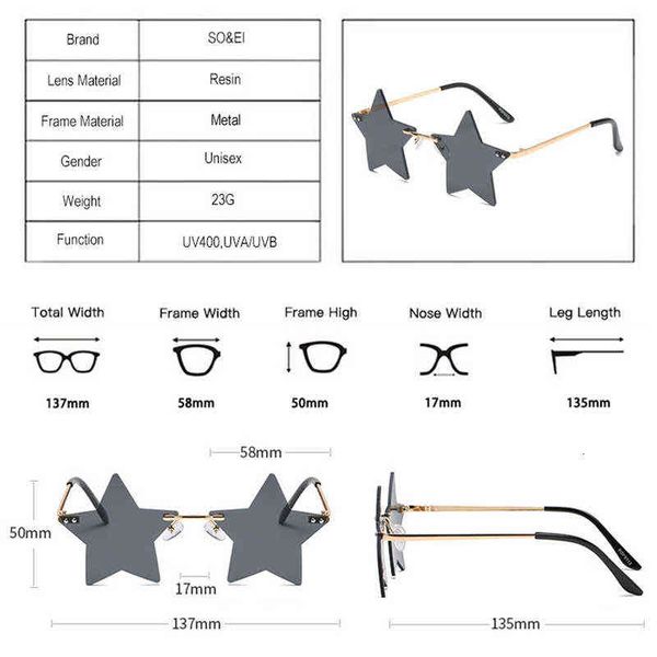 luxury designer sunglasses so&ei vintage unique star shape mirror rimless women fashion clear ocean lens eyewear men trending sun glasses sh, White;black
luxury designer sunglasses so&ei vintage unique star shape mirror rimless women fashion clear ocean lens eyewear men trending sun glasses sh, White;black