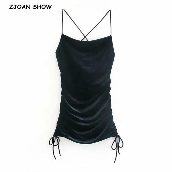 women velvet spaghetti strap dress lacing up hem slim pleated ruched side drawstring vintage velour party dresses black casual, Black;gray
women velvet spaghetti strap dress lacing up hem slim pleated ruched side drawstring vintage velour party dresses black casual, Black;gray