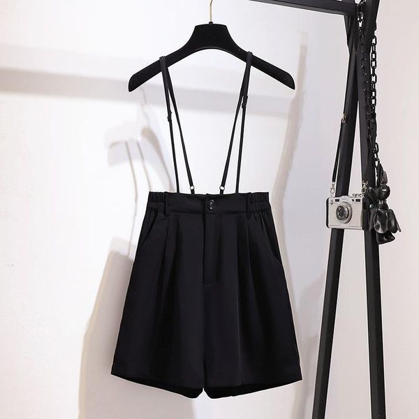 women's shorts 150kg plus size 3xl 4xl 5xl 6xl summer college style strap loose solid elastic waist wide-leg black 2021, White;black 
women's shorts 150kg plus size 3xl 4xl 5xl 6xl summer college style strap loose solid elastic waist wide-leg black 2021, White;black