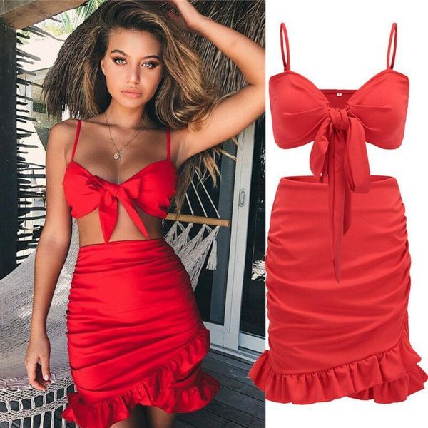 2 piece sleeveless bodycon women dress boho set crop and skirt bandage party summer casual, White
2 piece sleeveless bodycon women dress boho set crop and skirt bandage party summer casual, White