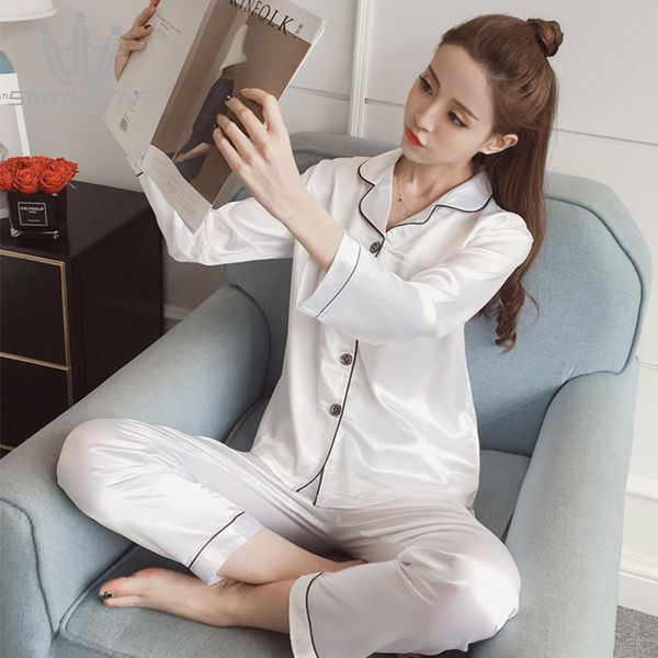 2021women pajama sets silk satin pijama turn-down collar sleepwear lady long sleeve spring nightwear femme 2 pieces sets homewear, Black;red
2021women pajama sets silk satin pijama turn-down collar sleepwear lady long sleeve spring nightwear femme 2 pieces sets homewear, Black;red