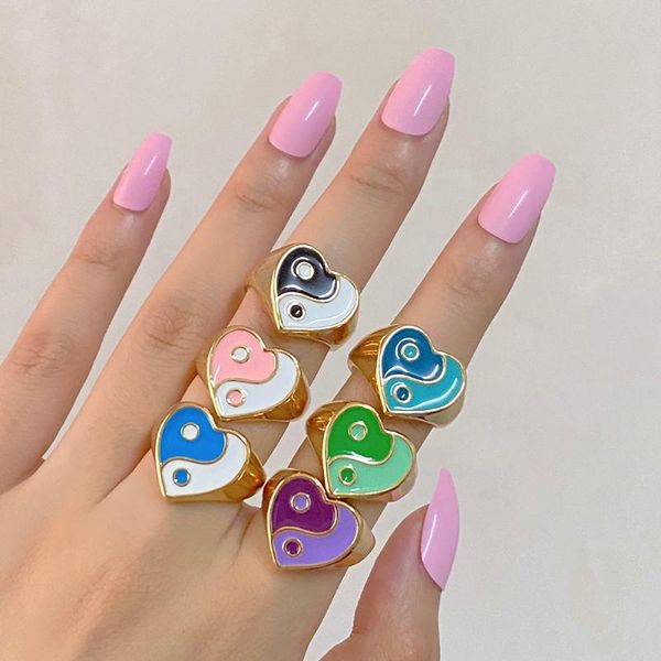 cluster rings ins creative simple two-tone color tai chi gossip heart ring vintage drop oil yin yang for women girls fashion jewelry, Golden;silver
cluster rings ins creative simple two-tone color tai chi gossip heart ring vintage drop oil yin yang for women girls fashion jewelry, Golden;silver