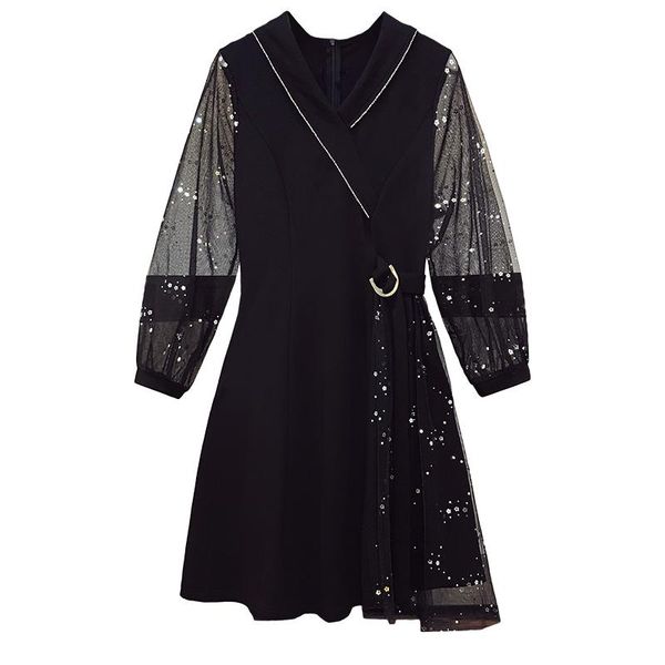 casual dresses vestidos elegant korean dress plus size splicing net yarn ukraine long sleeve women clothes autumn 2021 style, Black;gray
casual dresses vestidos elegant korean dress plus size splicing net yarn ukraine long sleeve women clothes autumn 2021 style, Black;gray