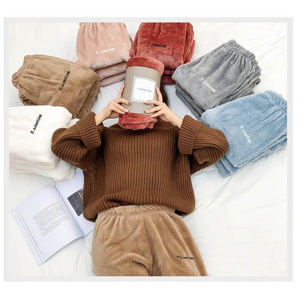 women's pants & capris women home winter pajamas soft fleece sleepwear thick pyjama female casual warm velvet wear trousers, Black;white
women's pants & capris women home winter pajamas soft fleece sleepwear thick pyjama female casual warm velvet wear trousers, Black;white