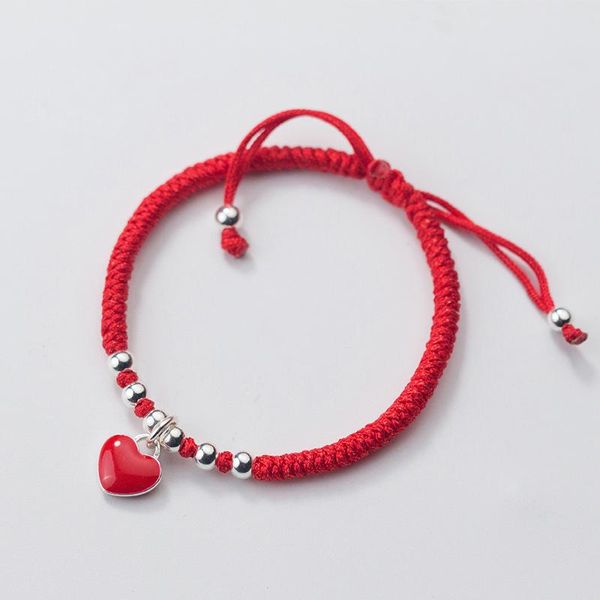 link, chain la maxza 925 sterling silver fashion lucky heart charm bracelets red line thread string rope for women adjustable, Black
link, chain la maxza 925 sterling silver fashion lucky heart charm bracelets red line thread string rope for women adjustable, Black