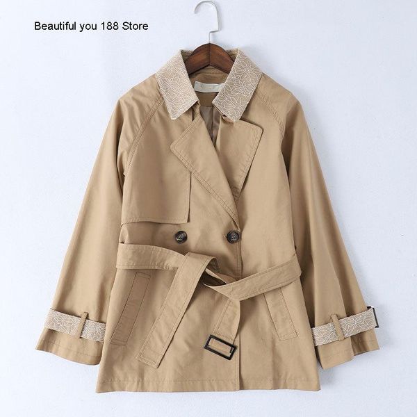 women's trench coats high-end mid-length small double-breasted lace-up jacket autumn of 2021, Tan;black
women's trench coats high-end mid-length small double-breasted lace-up jacket autumn of 2021, Tan;black