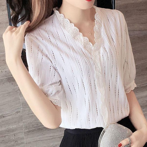women ladies blouses and casual lace floral v neck shirt short sleeve blouse blusas mujer l3 women's & shirts, White
women ladies blouses and casual lace floral v neck shirt short sleeve blouse blusas mujer l3 women's & shirts, White