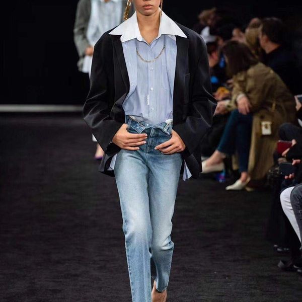 jean products autumn winter fashion classic brand design casual versatile flanging high waisted jeans straight leg pants a2, Blue
jean products autumn winter fashion classic brand design casual versatile flanging high waisted jeans straight leg pants a2, Blue