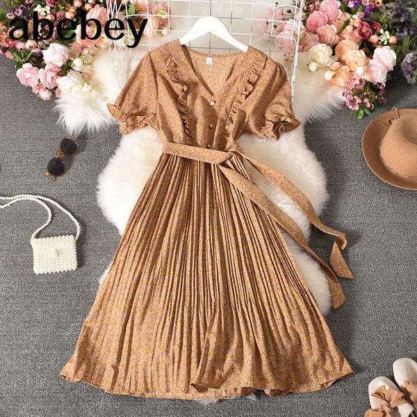 women french floral pleated dress v neck puff sleeve ruffle a-line dresses summer bohemian print holiday beach dress 210715, Black;gray
women french floral pleated dress v neck puff sleeve ruffle a-line dresses summer bohemian print holiday beach dress 210715, Black;gray