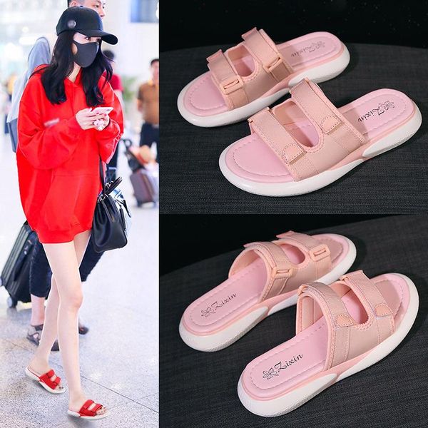 slippers fashion open toe summer women low outside sports slides hook loop flat with concise narrow band shoes pu, Black
slippers fashion open toe summer women low outside sports slides hook loop flat with concise narrow band shoes pu, Black