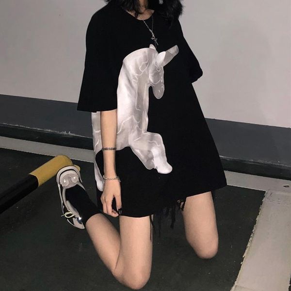 women's t-shirt summer short sleeve women black print tee shirt loose harajuku basic t casual o-neck hipster tshirt top, White
women's t-shirt summer short sleeve women black print tee shirt loose harajuku basic t casual o-neck hipster tshirt top, White
