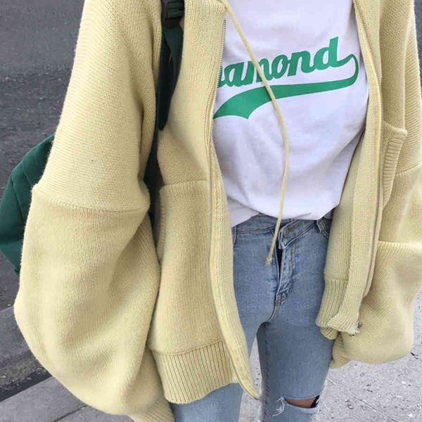 women's sweaters fashion korea loose sweater woman new autumn simple solid color hooded knit cardigan elegant bat sleeve long coat, White;black
women's sweaters fashion korea loose sweater woman new autumn simple solid color hooded knit cardigan elegant bat sleeve long coat, White;black