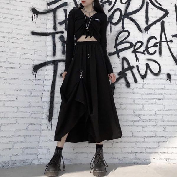skirts 2021 fashion dark style women girl high waist hanging buckle spring summer street long skirt, Black
skirts 2021 fashion dark style women girl high waist hanging buckle spring summer street long skirt, Black