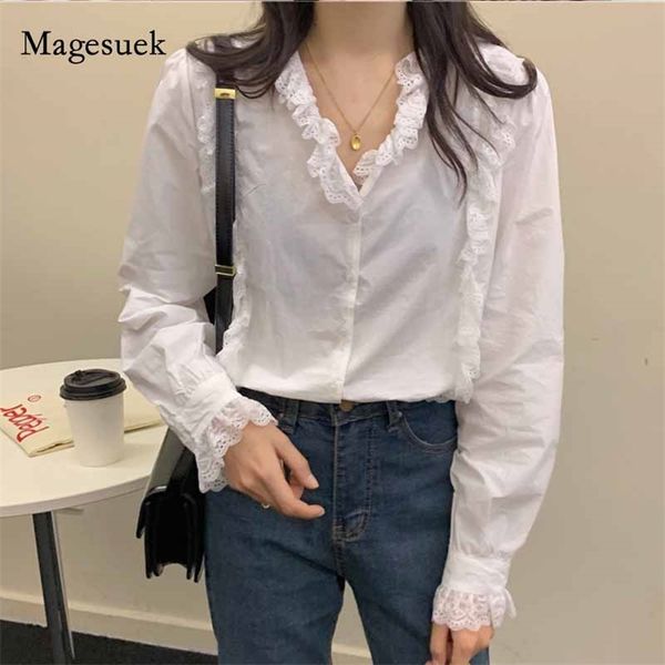 autumn all-match sweet lace stitching long sleeve women's blouse korean style v-neck solid puff shirt blusas 10863 210518, White
autumn all-match sweet lace stitching long sleeve women's blouse korean style v-neck solid puff shirt blusas 10863 210518, White