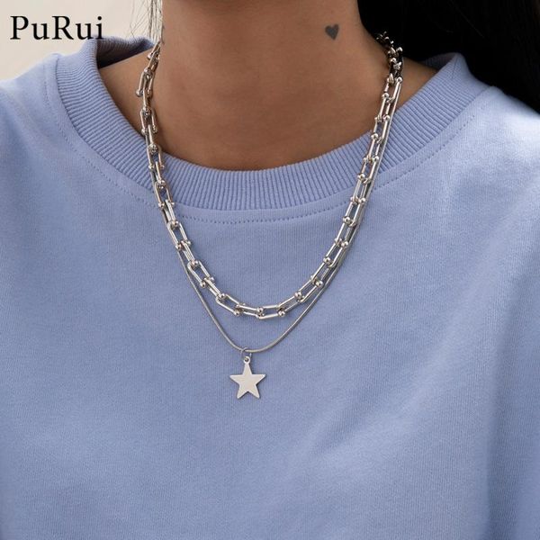 purui minimalist casual star pendant choker necklace for women double layered paperclip chain necklaces hiphop jewelry naszyjnik, Silver
purui minimalist casual star pendant choker necklace for women double layered paperclip chain necklaces hiphop jewelry naszyjnik, Silver