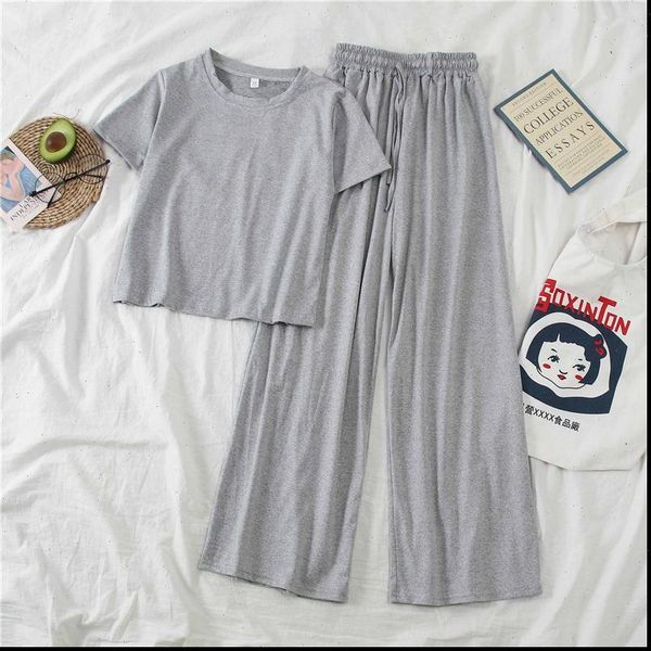 summer jogger casual simple womens tracksuits daily sets solid tracksuit short sleeve wide leg pants 2pcs suits sport wear, Gray
summer jogger casual simple womens tracksuits daily sets solid tracksuit short sleeve wide leg pants 2pcs suits sport wear, Gray