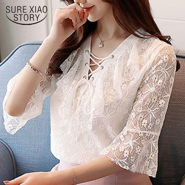 women's blouses & shirts casual blouse women solid plus size lace fashion 2021 white blusas femininas elegante 3049 50
women's blouses & shirts casual blouse women solid plus size lace fashion 2021 white blusas femininas elegante 3049 50