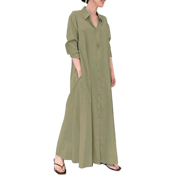 casual dresses autumn cotton shirt dress loose long for ladies beach big maxi blue oversized pure, Black;gray
casual dresses autumn cotton shirt dress loose long for ladies beach big maxi blue oversized pure, Black;gray