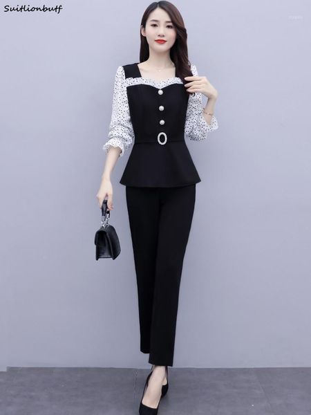 women's two piece pants autumn trouser suits heart polka pot long sleeve splicing elastic waist pencil pant clothing sets 2021 korean o, White
women's two piece pants autumn trouser suits heart polka pot long sleeve splicing elastic waist pencil pant clothing sets 2021 korean o, White