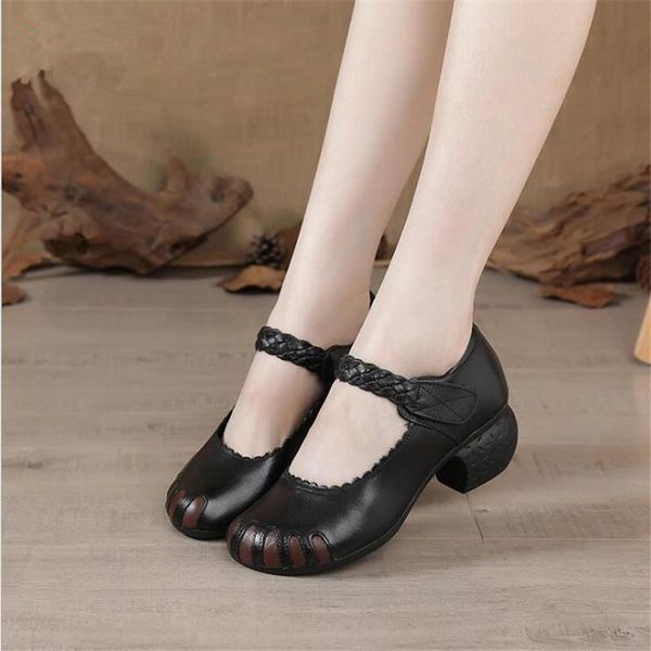 vintage women pumps comfortable genuine leather mixed colors high heel shoes round toe casual mid female dress, Black
vintage women pumps comfortable genuine leather mixed colors high heel shoes round toe casual mid female dress, Black