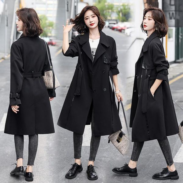 women's wool & blends cmaz yyg yyg2021 autumn elegant leather matching belt thin looking fashion korean style long trench coat, Black
women's wool & blends cmaz yyg yyg2021 autumn elegant leather matching belt thin looking fashion korean style long trench coat, Black