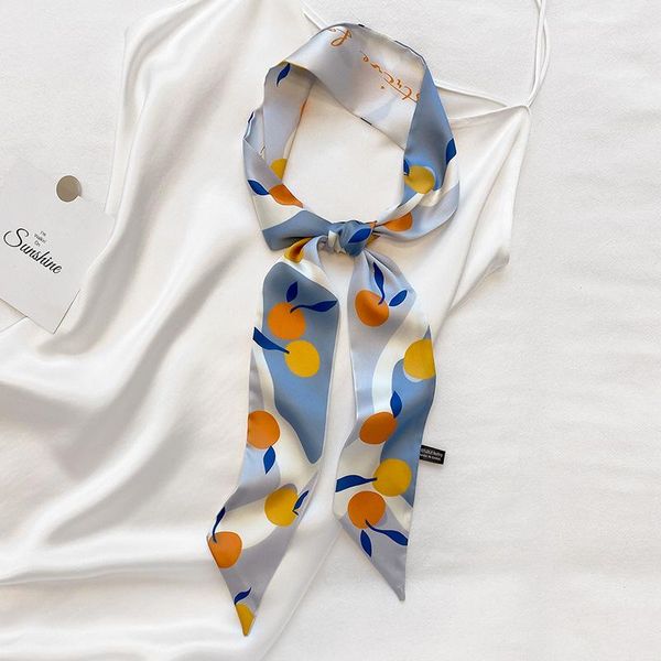 scarves 2021 korea fresh fruit pattern spring and autumn style thin narrow ribbon women's fashion scarf decoration, Blue;gray
scarves 2021 korea fresh fruit pattern spring and autumn style thin narrow ribbon women's fashion scarf decoration, Blue;gray