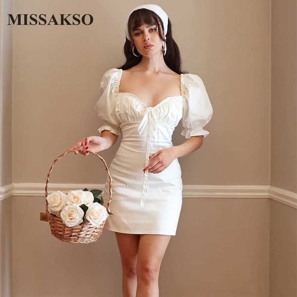 missakso vintage women backless dress club puff sleeve square neck white black party bodycon summer mini dresses 210625, Black;gray
missakso vintage women backless dress club puff sleeve square neck white black party bodycon summer mini dresses 210625, Black;gray