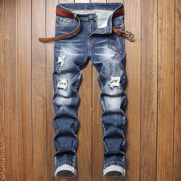 men's jeans spring and autumn style high-quality stretch slim feet embroidered casual trousers business, Blue
men's jeans spring and autumn style high-quality stretch slim feet embroidered casual trousers business, Blue