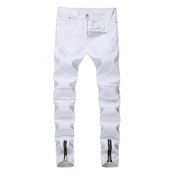 men skinny beggar jeans ankle zipper ripped stitching motorcycle destroyed hip hop slim mens biker jeans, Blue
men skinny beggar jeans ankle zipper ripped stitching motorcycle destroyed hip hop slim mens biker jeans, Blue