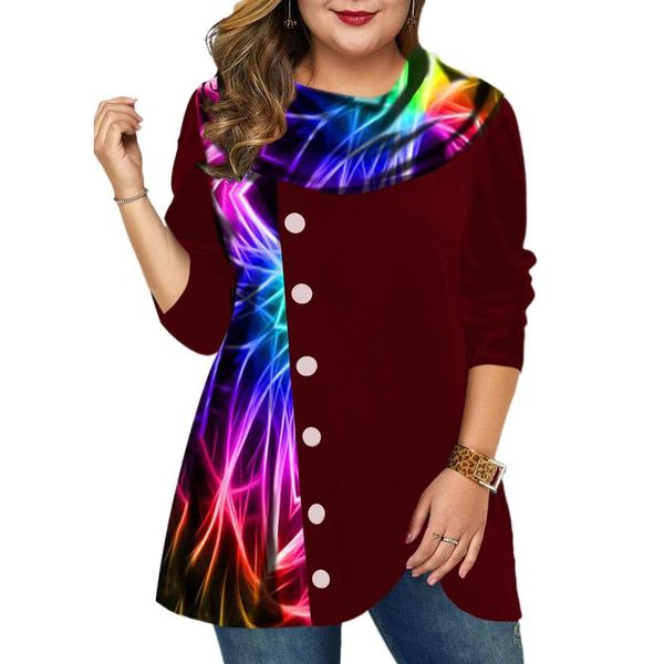 plus size t-shirt print rainbow tunic for women casual loose pullover streetwear fashion scarf collar long sleeve midi tee, Black
plus size t-shirt print rainbow tunic for women casual loose pullover streetwear fashion scarf collar long sleeve midi tee, Black