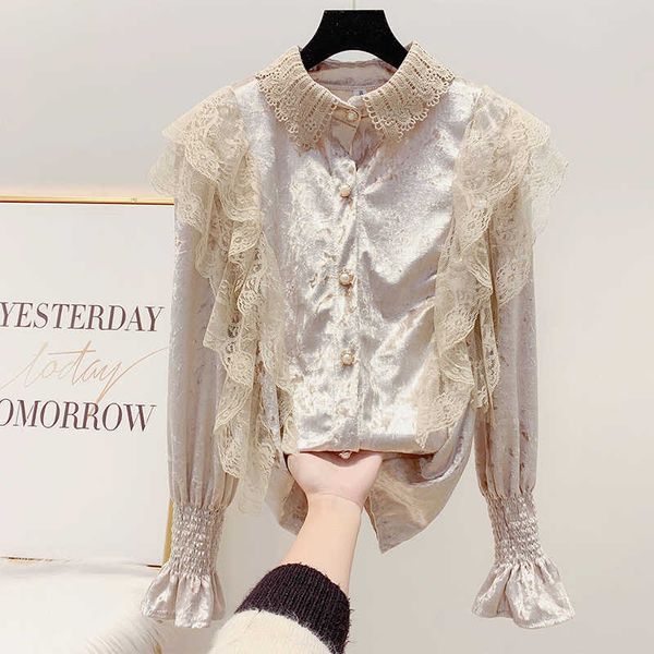 fashion women blouse autumn winter shiny striped velvet women's shirts elegant long sleeve thick warm ladies bow lace 210601, White
fashion women blouse autumn winter shiny striped velvet women's shirts elegant long sleeve thick warm ladies bow lace 210601, White