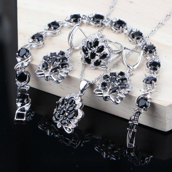 wedding jewelry sets women luxury 925 sterling silver bridal black zirconia pendant bracelet ring earrings necklace gift of box, Slivery;golden
wedding jewelry sets women luxury 925 sterling silver bridal black zirconia pendant bracelet ring earrings necklace gift of box, Slivery;golden