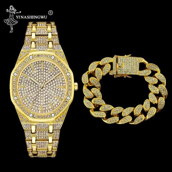 wristwatches luxury men gold + silver watch hip hop bracelet crystal miami iced out cuban chain and braclete pulsera, Slivery;brown
wristwatches luxury men gold + silver watch hip hop bracelet crystal miami iced out cuban chain and braclete pulsera, Slivery;brown