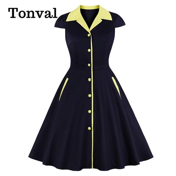 casual dresses tonval contrast collar button up rockabilly vintage cotton 50s 60s retro women cap sleeve summer pockets elegant dress, Black;gray
casual dresses tonval contrast collar button up rockabilly vintage cotton 50s 60s retro women cap sleeve summer pockets elegant dress, Black;gray